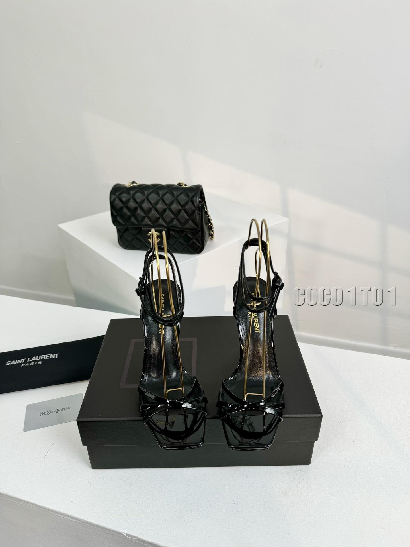 SAINT LAURENT YSL Square-Toe Runway High Heel Sandals