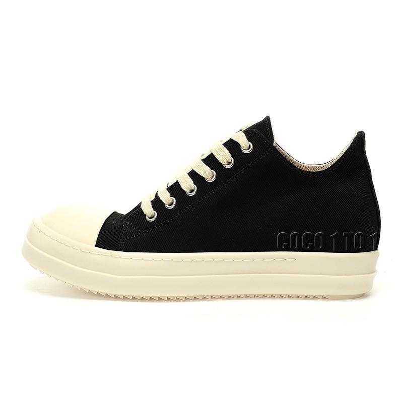 Rick Owens DRKSHDW Cotton Nylon Low-Top Sneakers Black/Milk