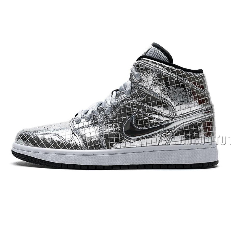 Air Jordan 1 Mid SE Disco Metallic Silver (W) CU9304-001