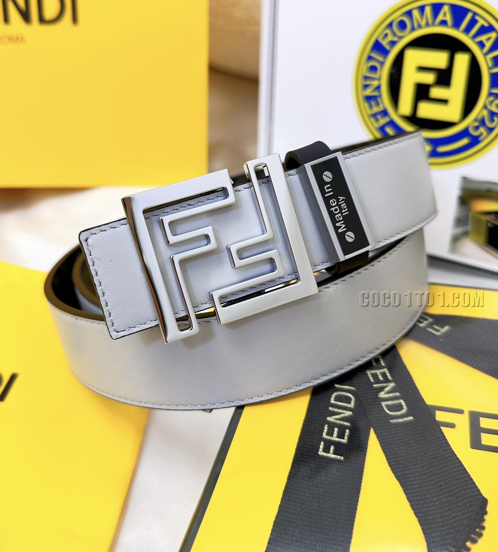 Fendi Fashion Double Layer FF Angular Hollow Carved Craft Design 35mm Belt