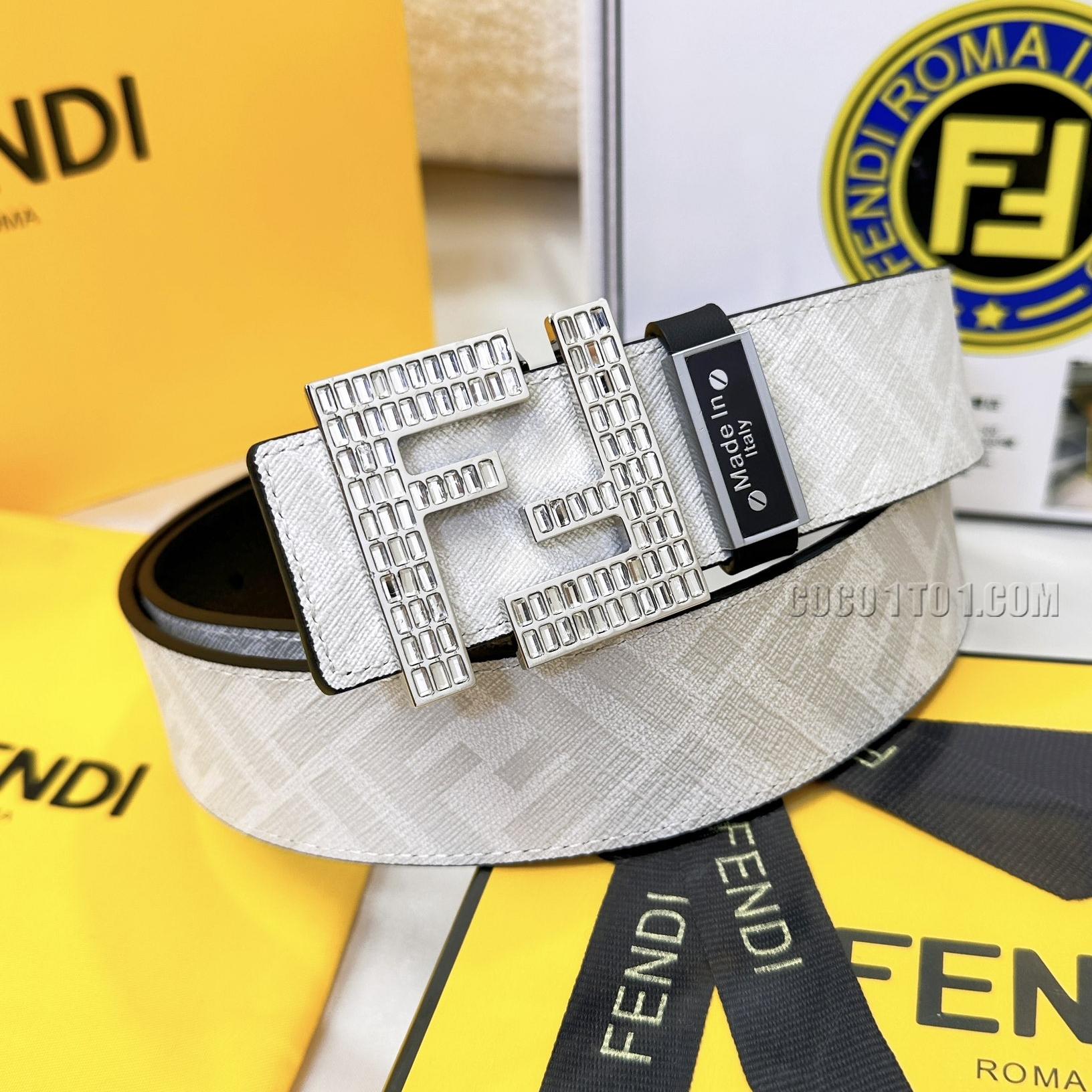 Fendi Fashion Double Layer FF Ceramic Inlay Design 38mm Belt