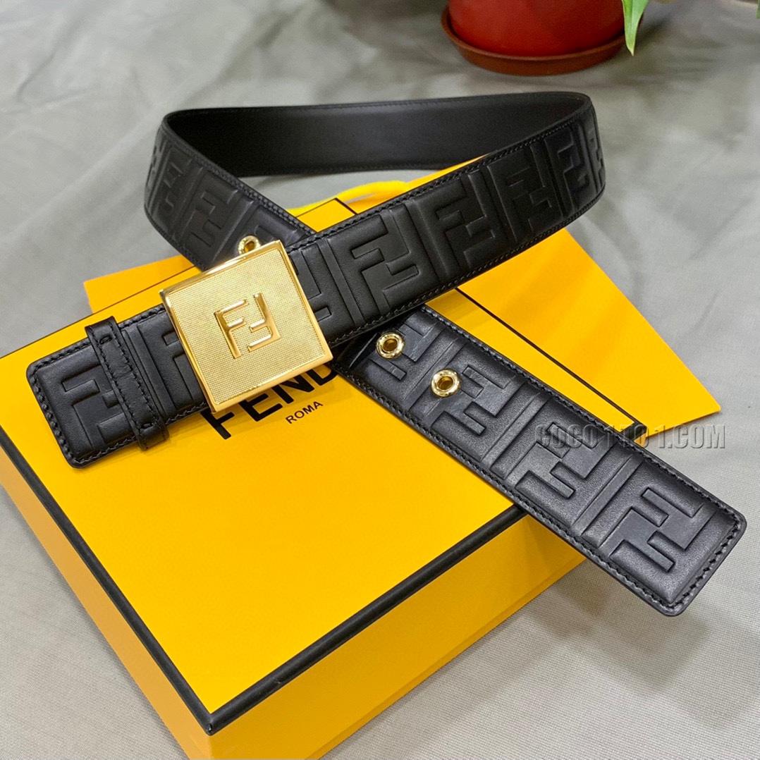 Fendi FF Single Stud Buckle Embossed Pattern 40mm Belt