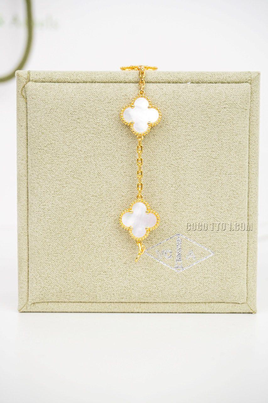 Van Cleef Arpels White Mother-of-Pearl Five-Flower Bracelet