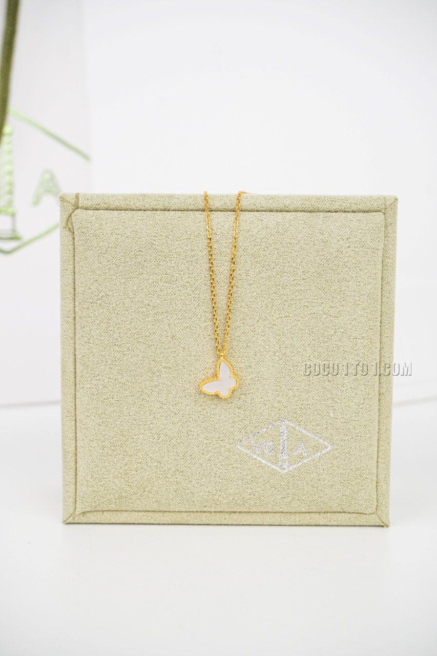 Van Cleef Arpels White Mother-of-Pearl Butterfly Pendant Necklace