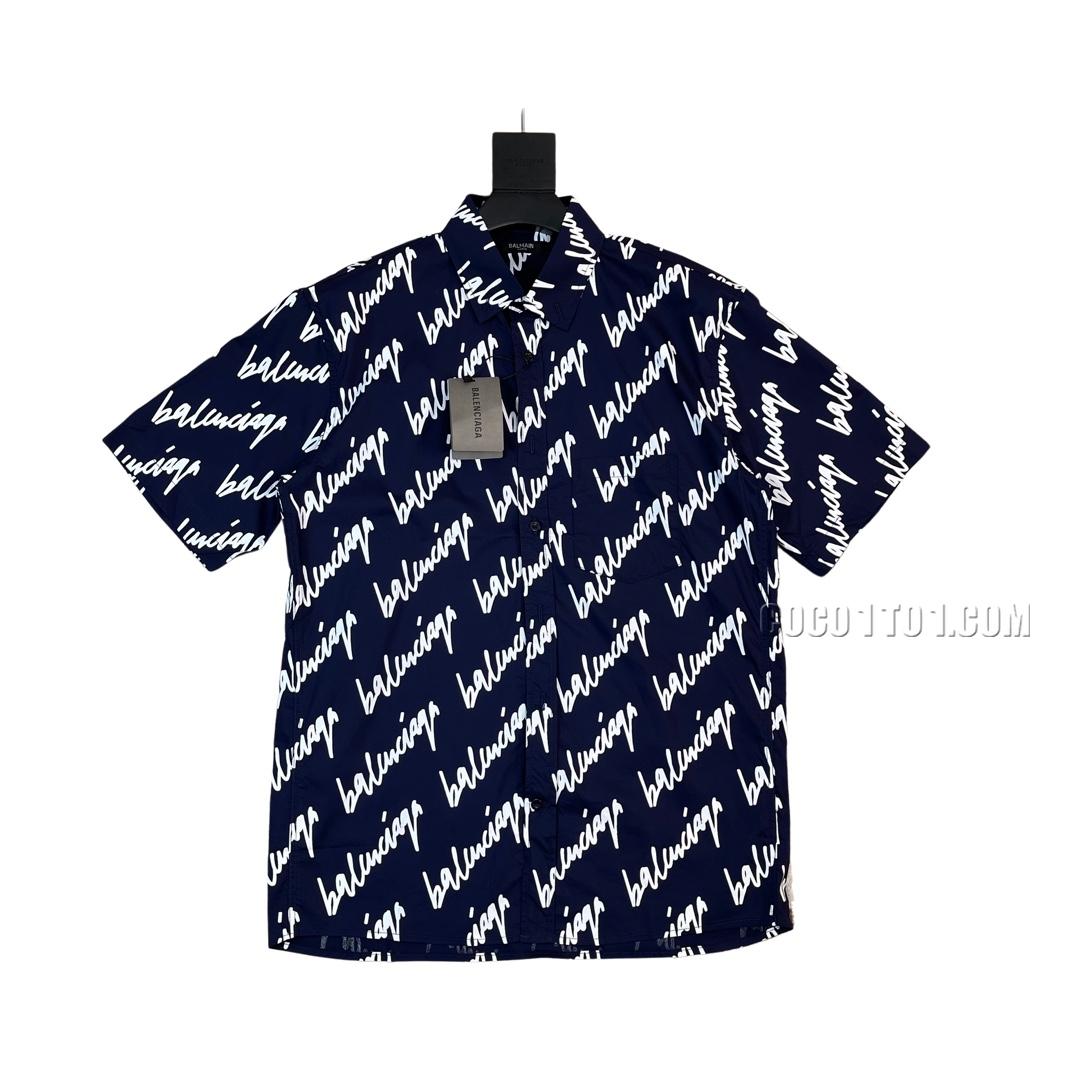 Balenciaga Classic All-Over Print Bulletproof Short Sleeve Shirt N051401