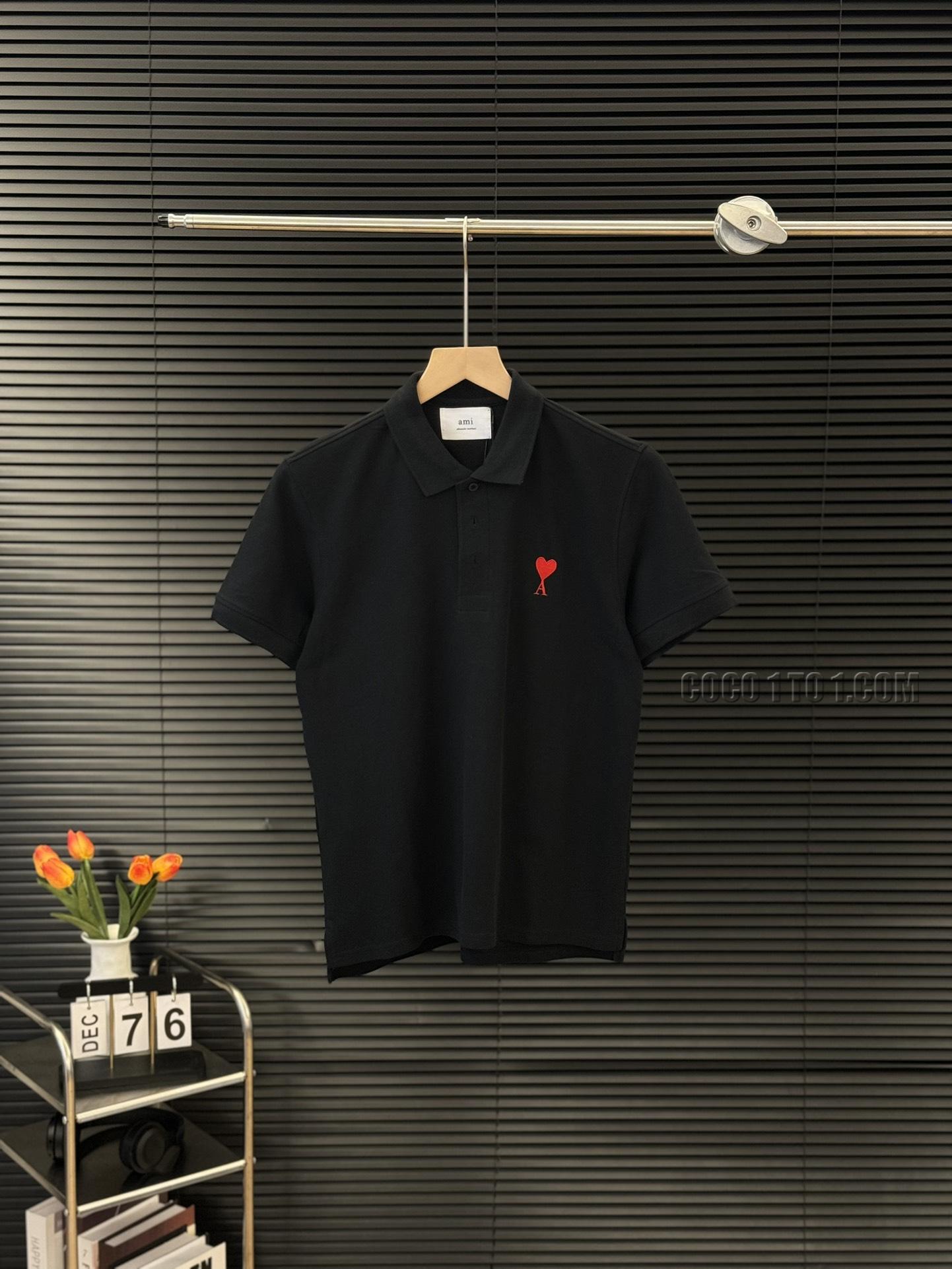 Ami Paris summer casual chest heart embroidered couple POLO shirt short sleeve N051401