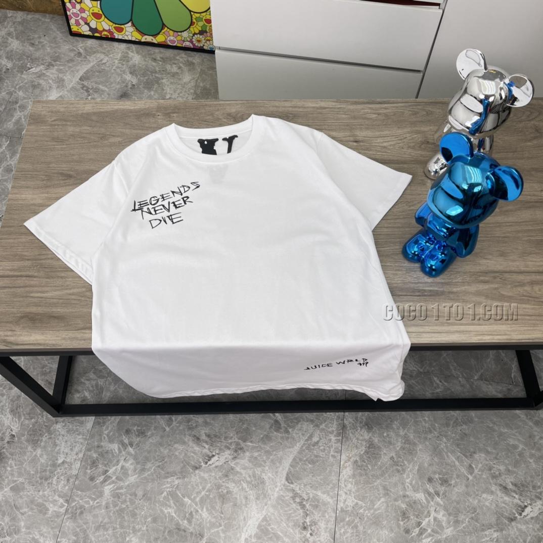 VLONE high-quality big V hot-fixed imported white ink print short sleeve
