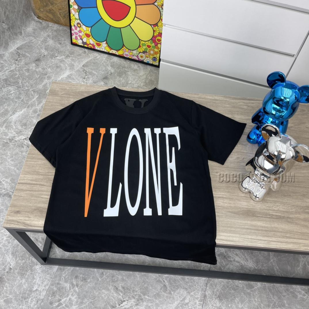 VLONE high-quality big V hot-fixed imported white ink print short sleeve