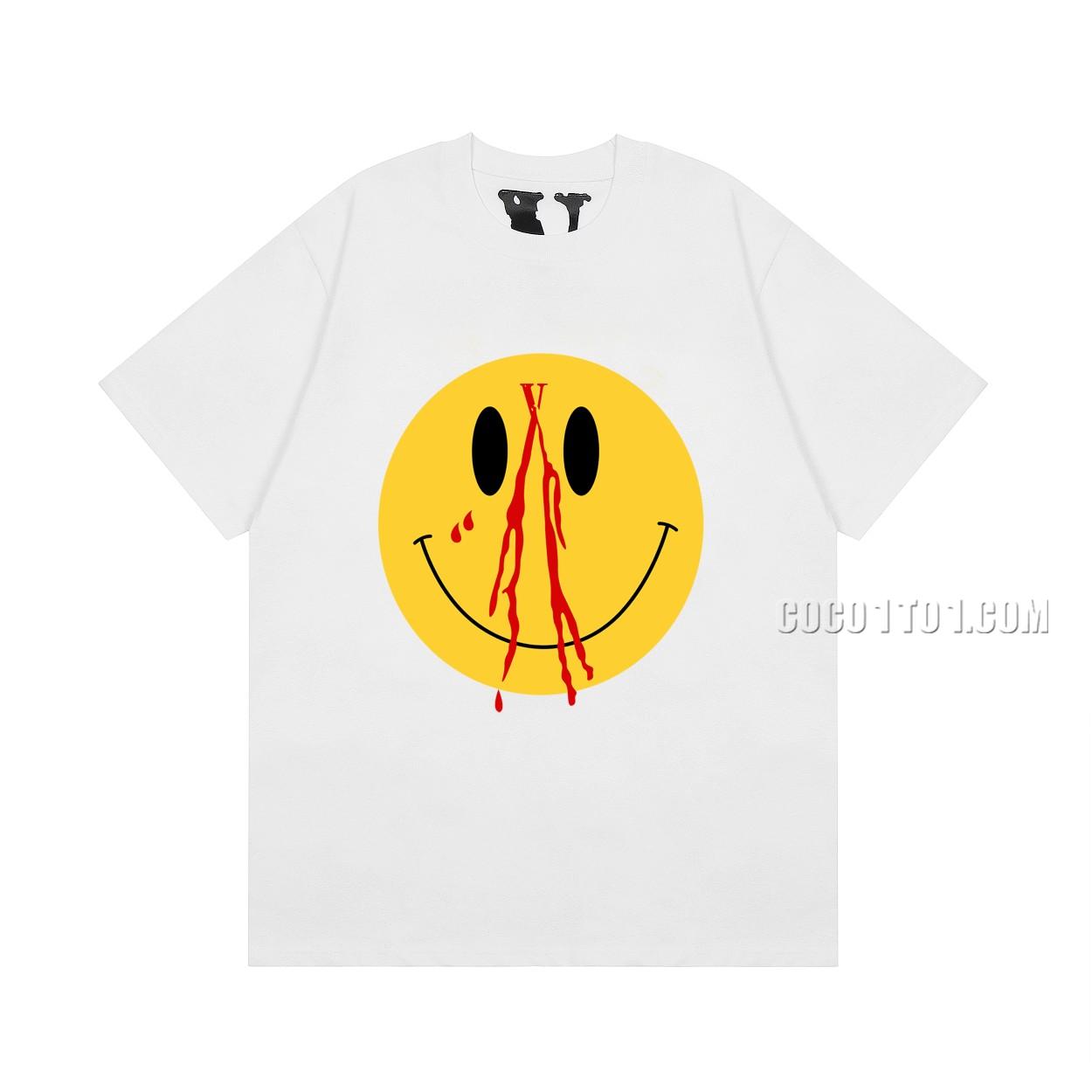 VLONE high-quality big V hot-fixed imported white ink print short sleeve