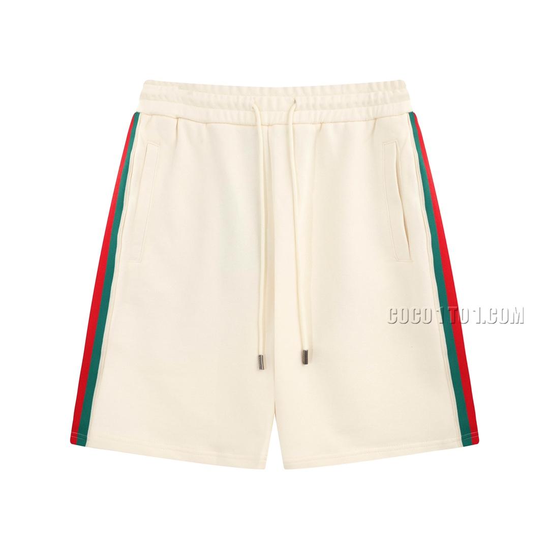 Gucci Letter Double G Embroidery Side Woven Belt Capri Pants