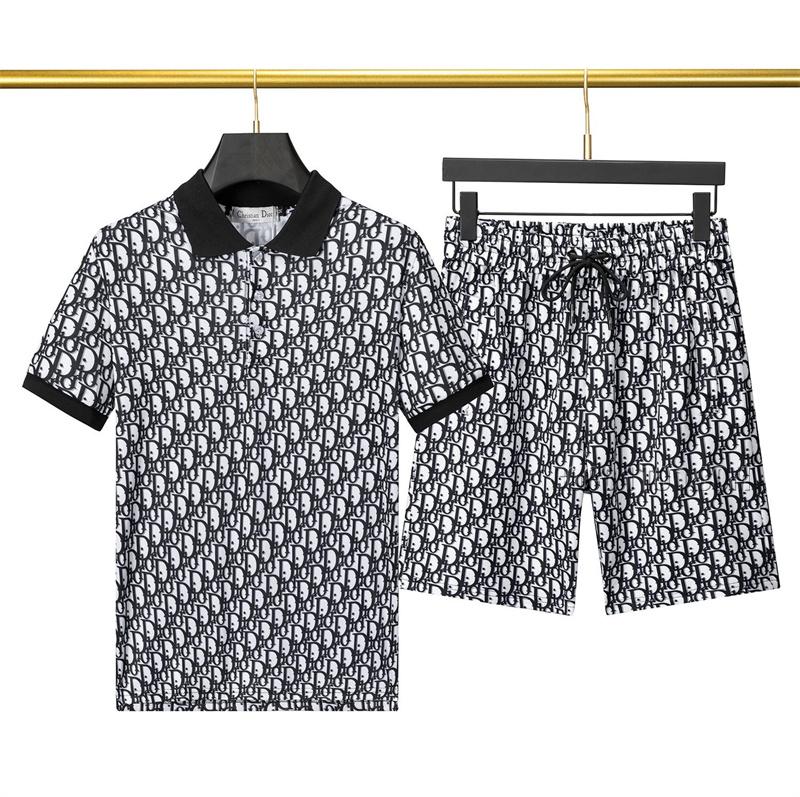 Dior 2024 New Jacquard Short Sleeve Shorts Set