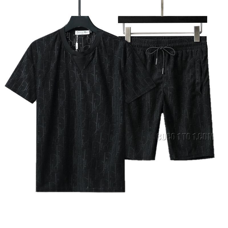 Dior 2024 New Jacquard Short Sleeve Shorts Set