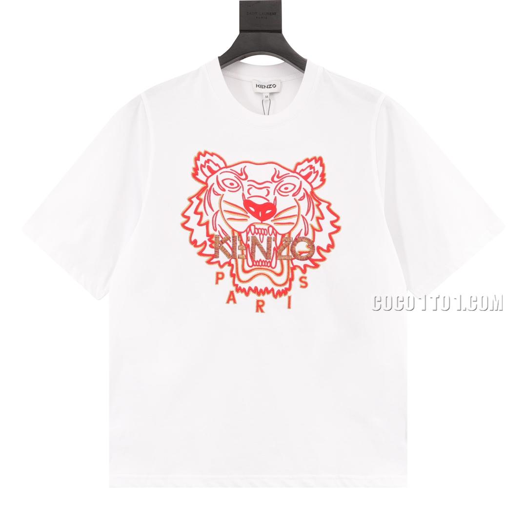 Kenzo Tiger Head Embroidered Short Sleeve T-Shirt