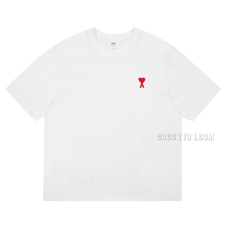 Ami Paris De Coeur 2023ss Spring T-Shirt White Red