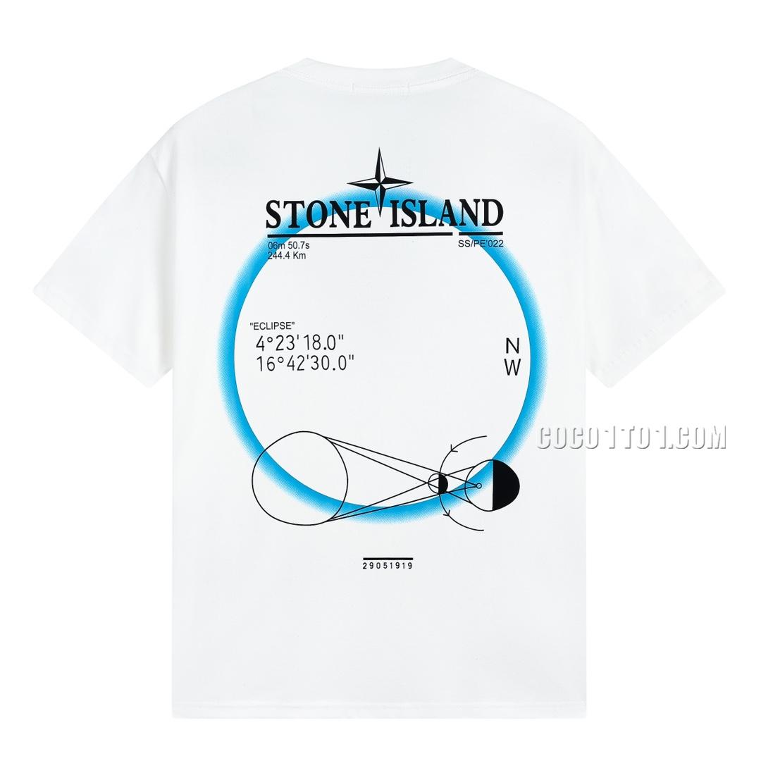 Stone Island Summer New Solar Eclipse Print Short Sleeve T-shirt N42601