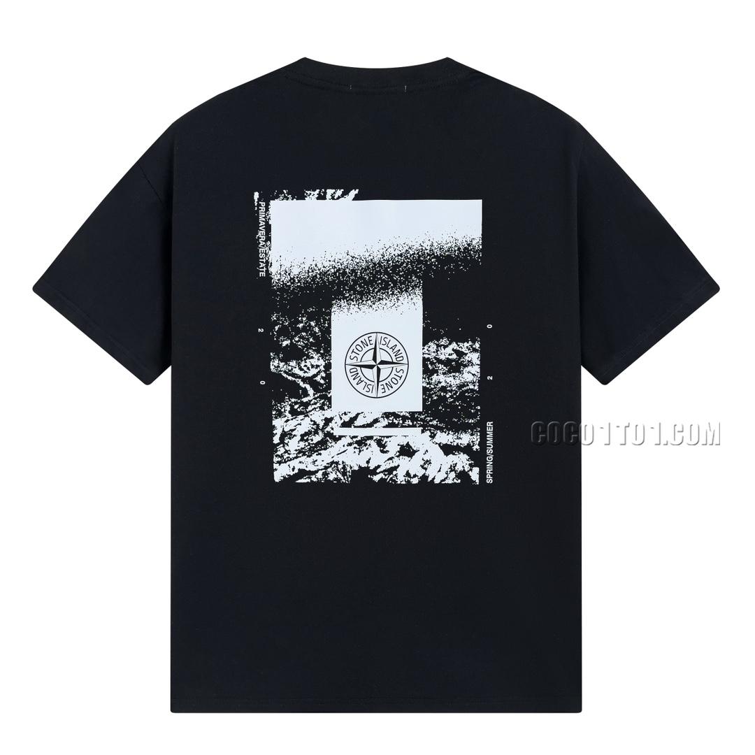 Stone Island Summer New Back Stone Ruins Print Short Sleeve T-shirt N42601