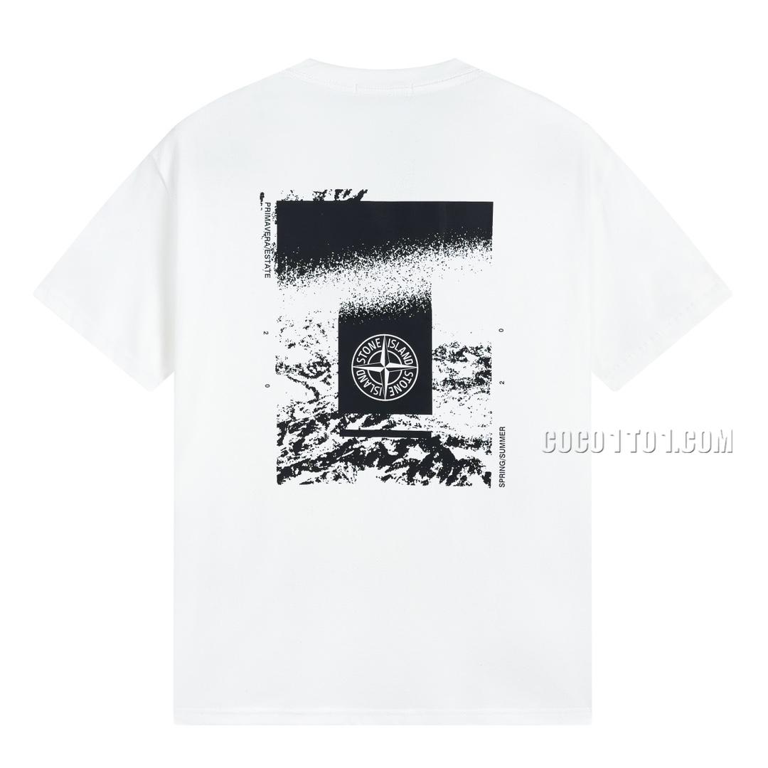 Stone Island Summer New Back Stone Ruins Print Short Sleeve T-shirt N42601