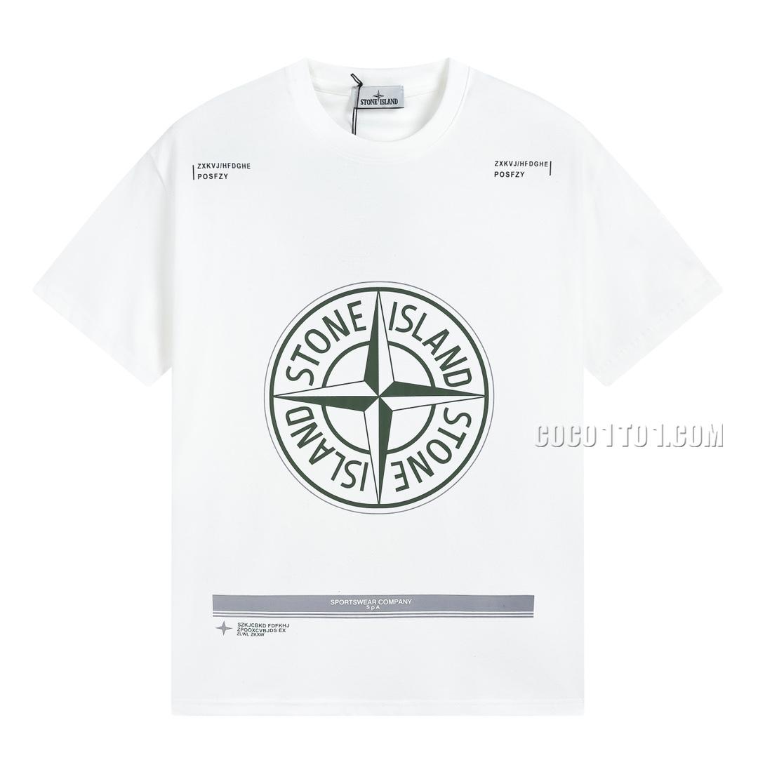 Stone Island Summer New Green Compass Print Short Sleeve T-shirt N42601