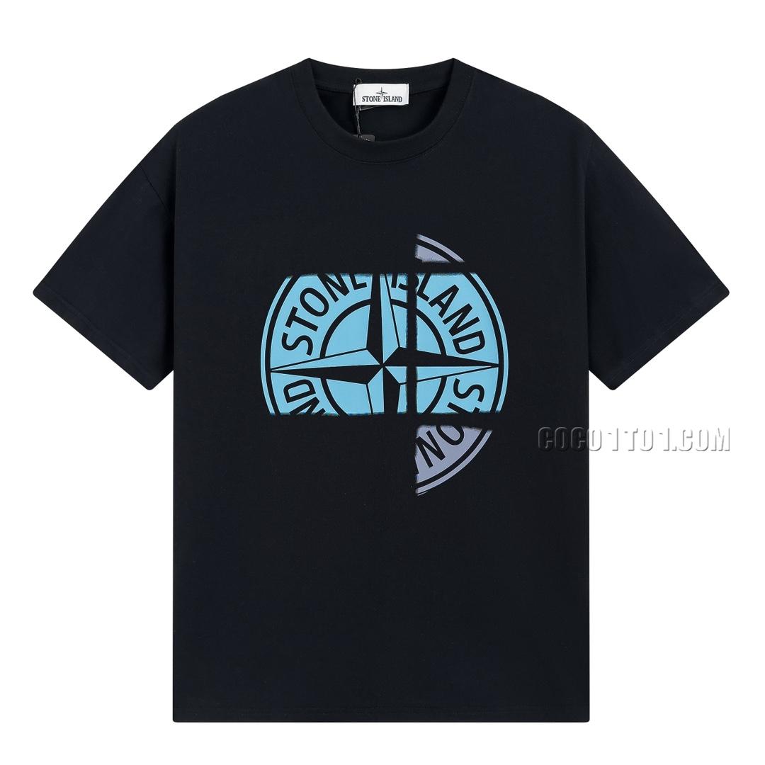 Stone Island Summer New Front Broken Compass Print Short Sleeve T-shirt N42601