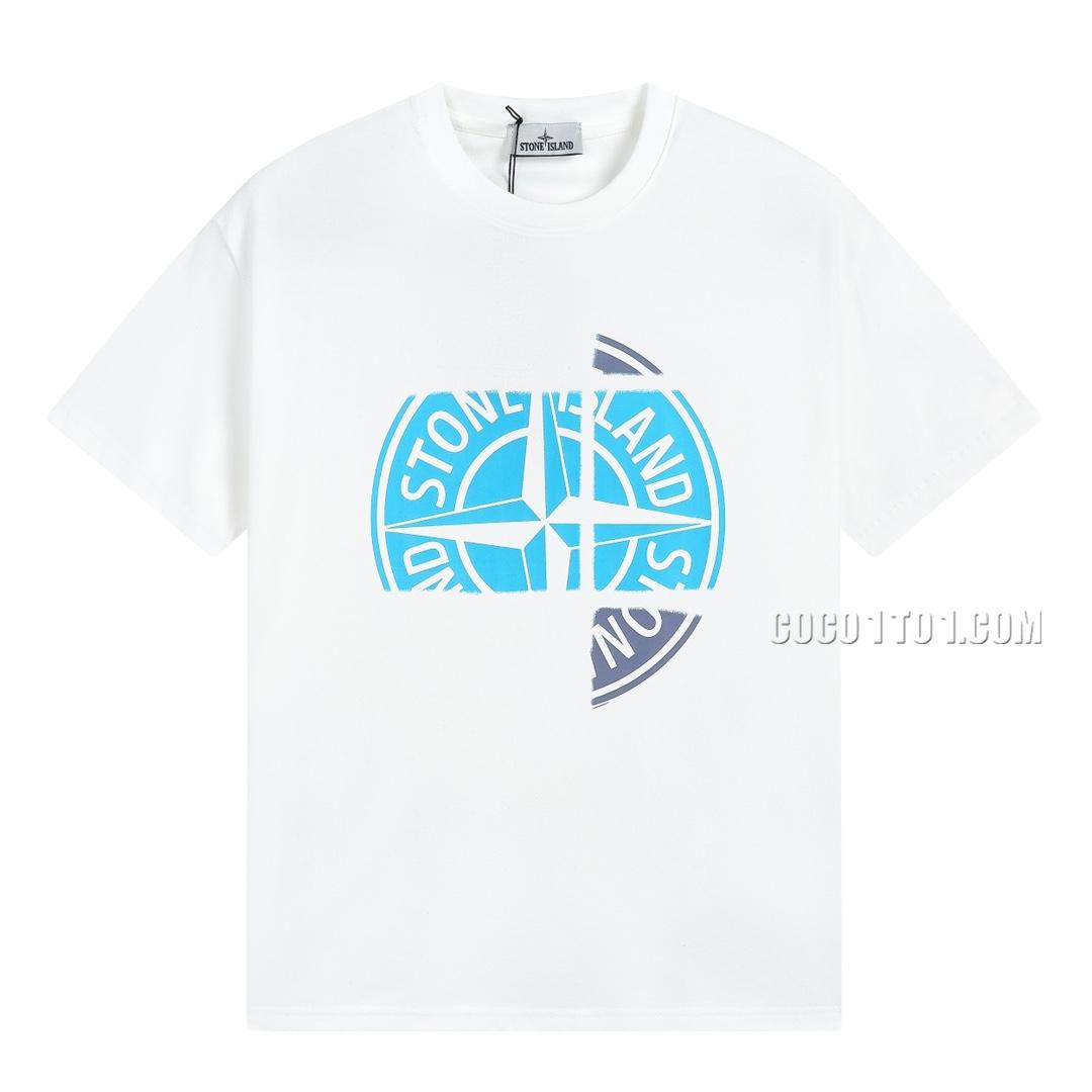 Stone Island Summer New Front Broken Compass Print Short Sleeve T-shirt N42601