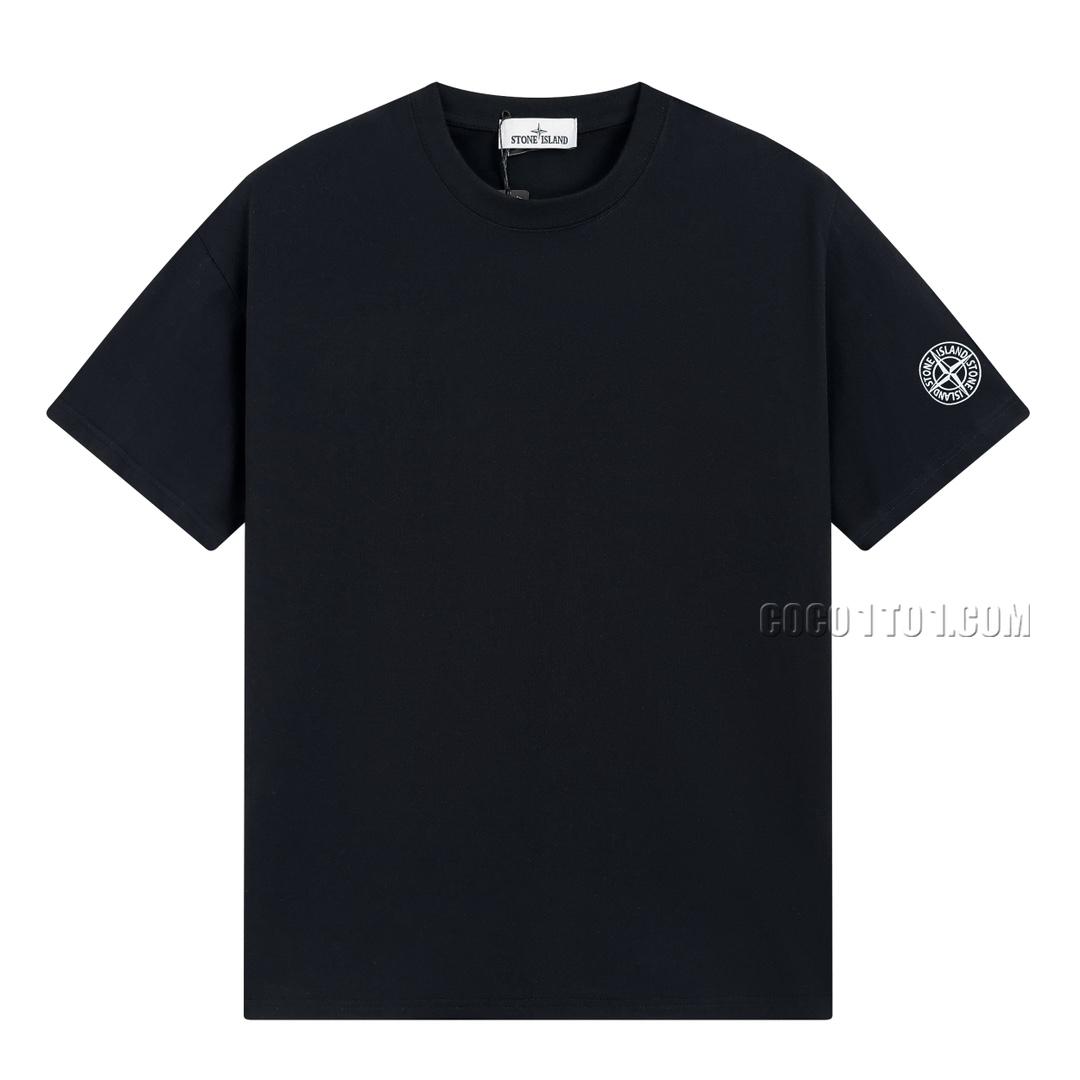 Stone Island Summer New Sleeve Cuff Compass Print Short Sleeve T-shirt N42601