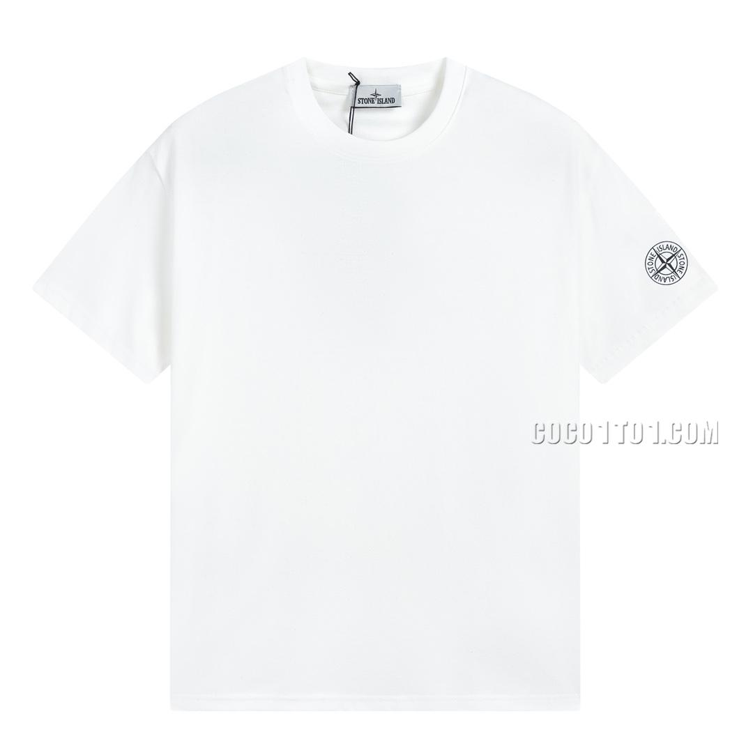 Stone Island Summer New Sleeve Cuff Compass Print Short Sleeve T-shirt N42601