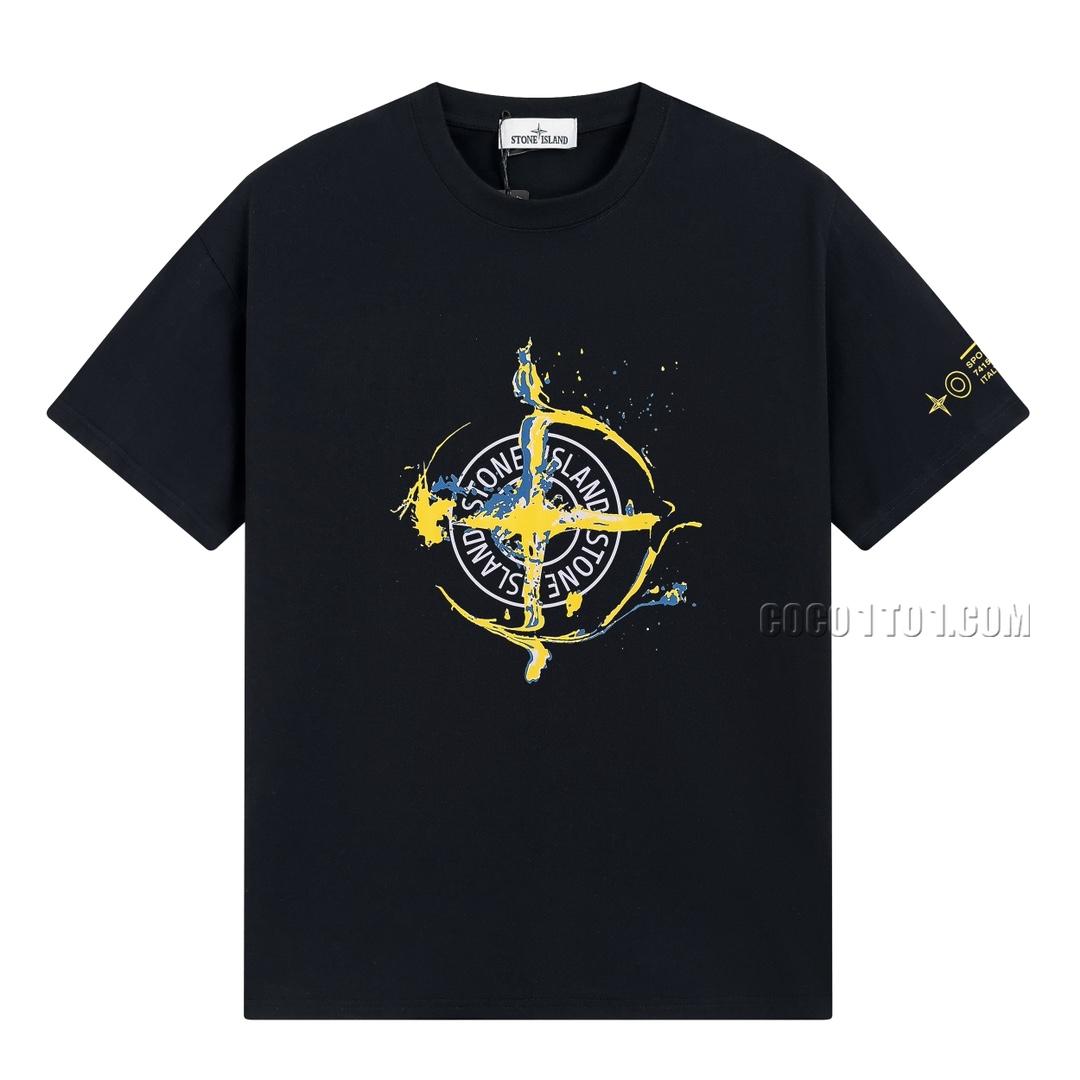 Stone Island Summer New Front Flame Compass Print Short Sleeve T-shirt N42601