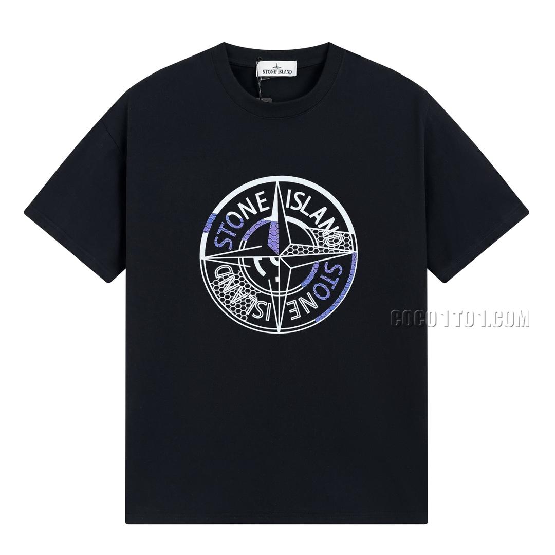 Stone Island Summer New Chest Broken Grid Compass Print Short Sleeve T-shirt N42601