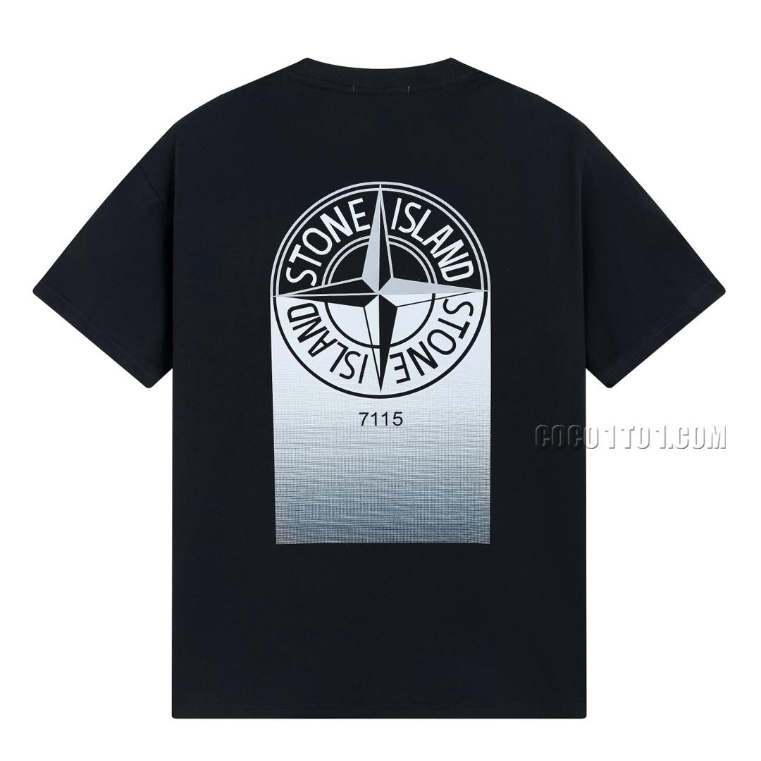 Stone Island Summer New Gradient Compass Print Short Sleeve T-shirt N42601