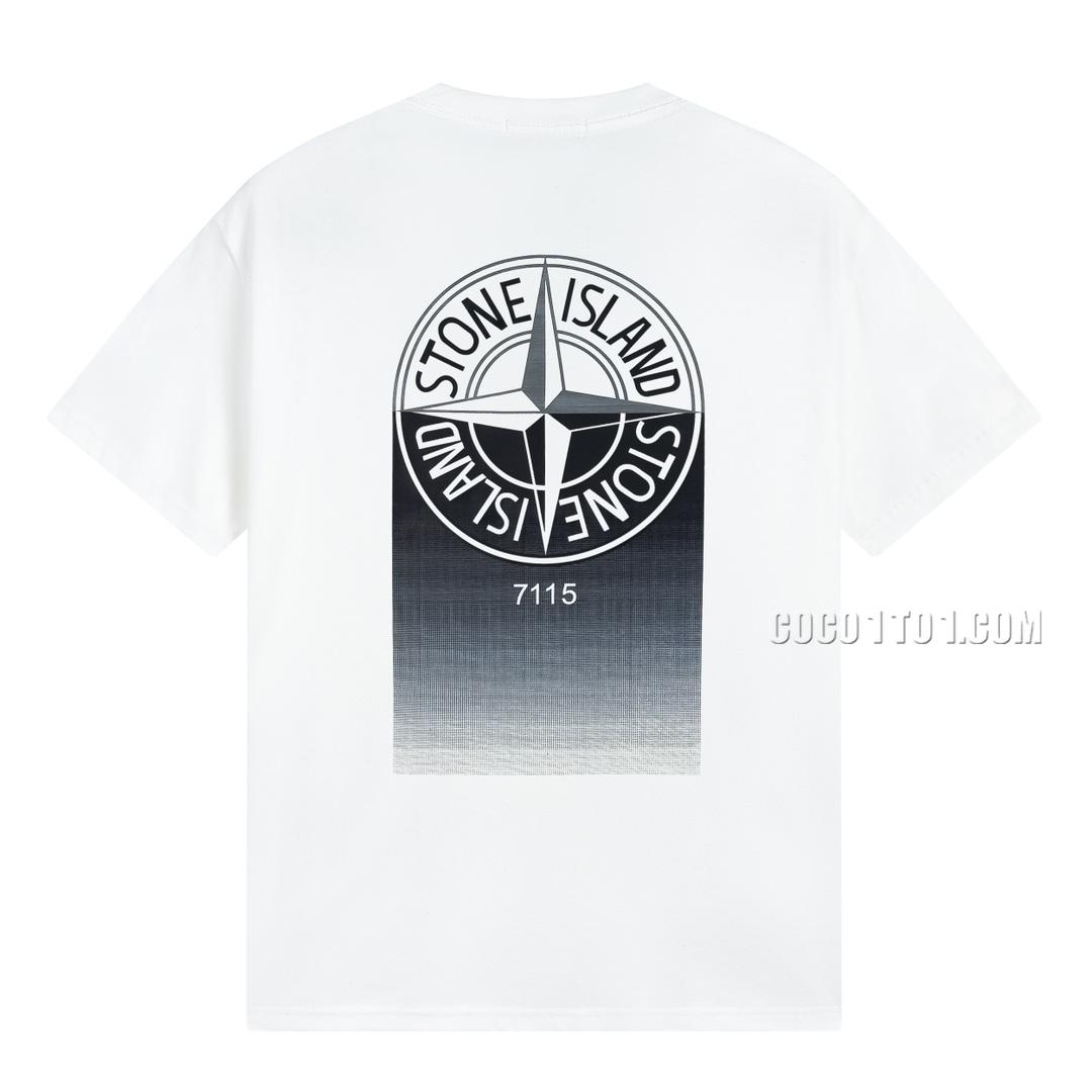Stone Island Summer New Gradient Compass Print Short Sleeve T-shirt N42601