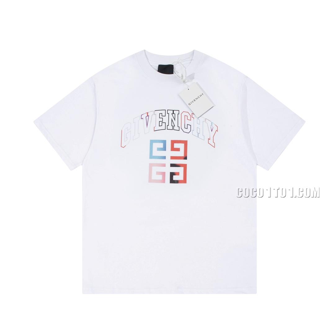 The New Givenchy 2023 Short-Sleeved T-shirt with Front and Back Logo Embroidery