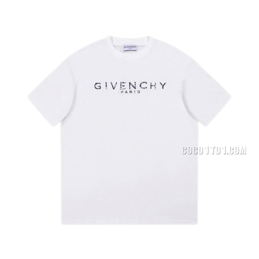 Givenchy Short-Sleeved T-shirt with Distressed Letter Print Logo