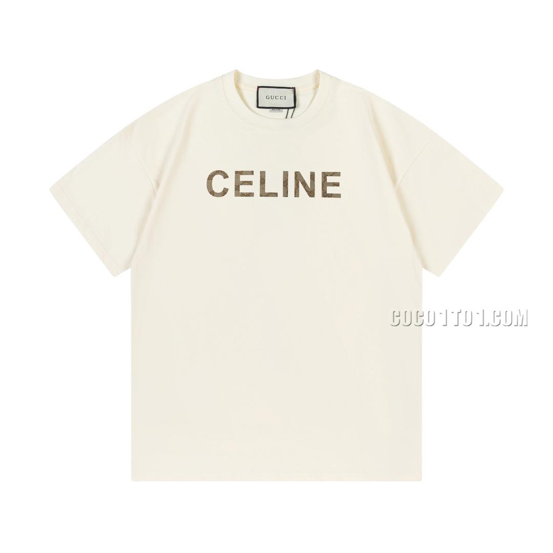 Gucci The Celine x Gucci Limited Edition Collaboration Series: New Woven Patchwork Joint Letter Logo Short-Sleeved T-shirt N42301