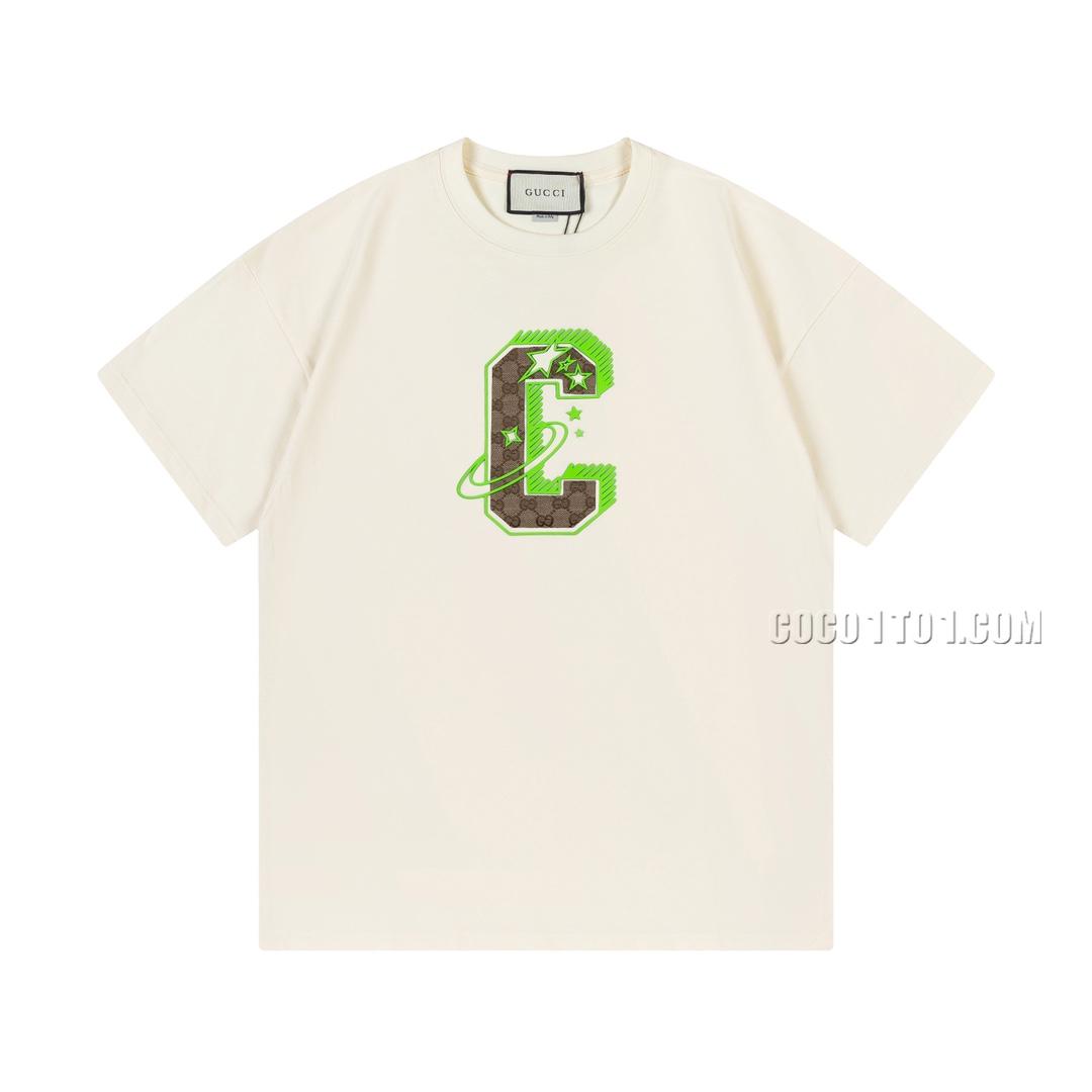 Gucci x CELINE Patchwork + Fluorescent Embossed Letter Logo Short-Sleeved T-shirt N42301