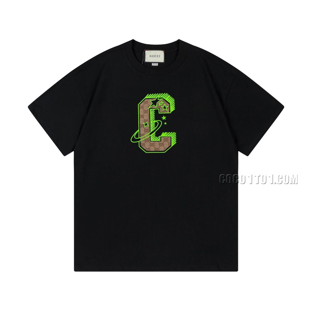 Gucci x CELINE Patchwork + Fluorescent Embossed Letter Logo Short-Sleeved T-shirt N42301