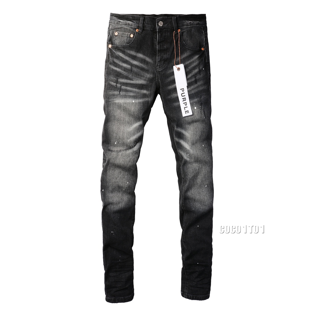 Purples jeans Men paint distressed Repair Low Rise Skinny Denim brand pants