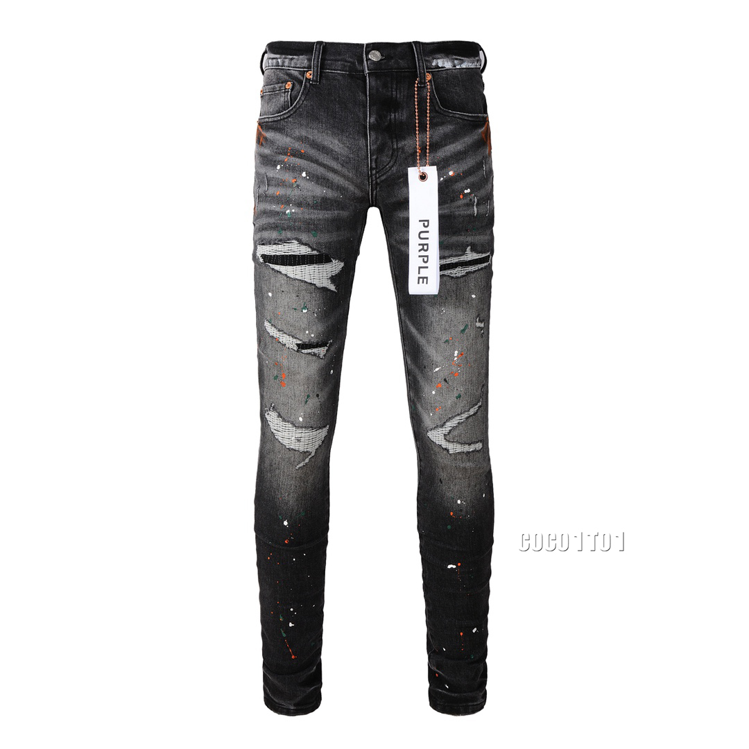 2024 New Purple Brand men's fashion splash-ink jeans