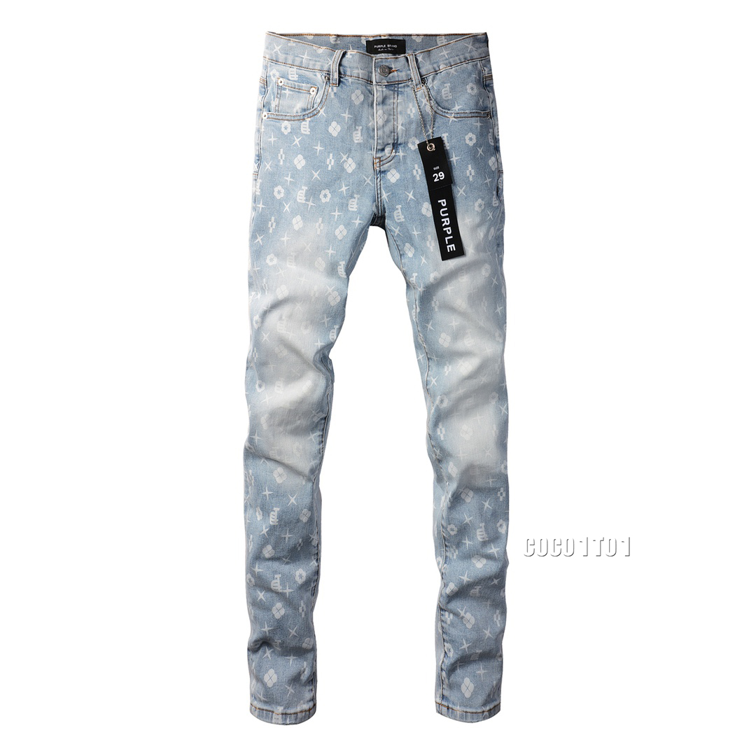 2024 New Purple brand Men's personalized fashion inkjet jeans