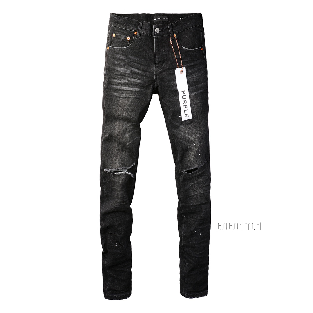 HOT New Purple Brand Men's Personality Fashion Ripped Jeans