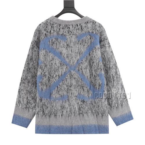 OFF WHITE Gradient Jacquard Logo Mohair Crewneck Sweater