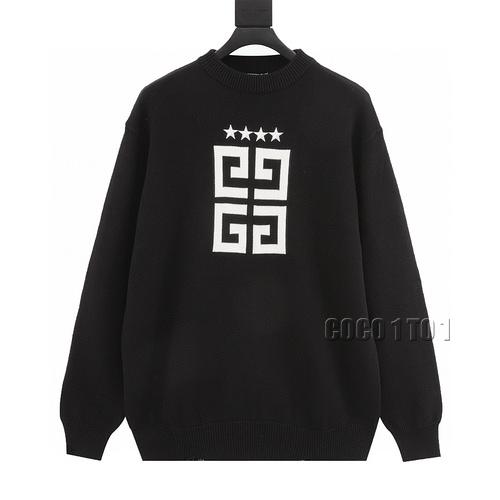 GIVENCHY Four-Star Letter Five-Pointed Star Distressed Crewneck Sweater