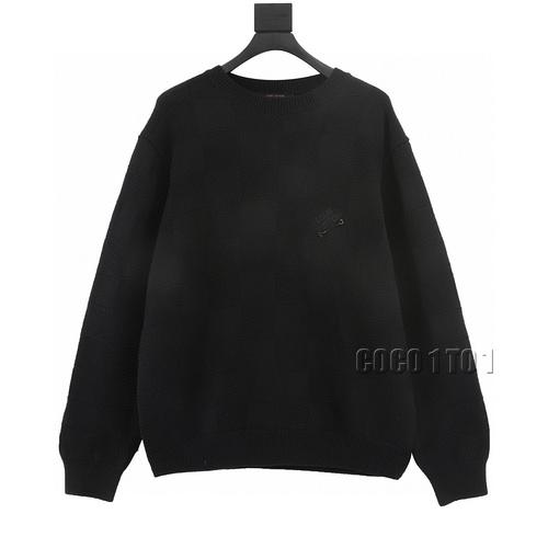 LV Front Pin Checkerboard Knitted Sweater