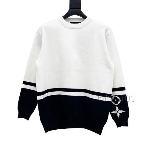 LV Black and White Spliced Crewneck Sweater