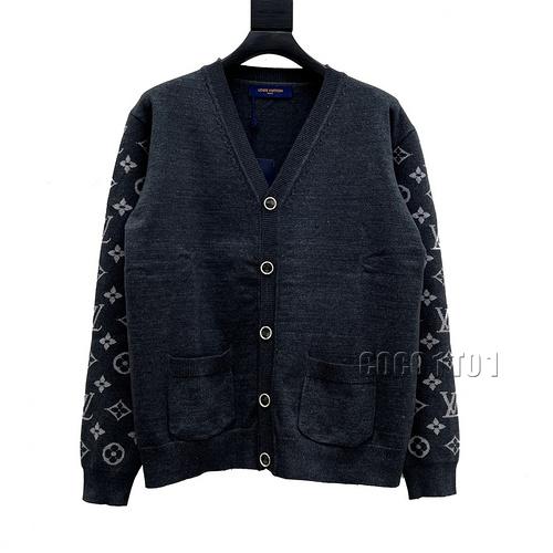 LV Monogram Sleeve V-Neck Cardigan Sweater