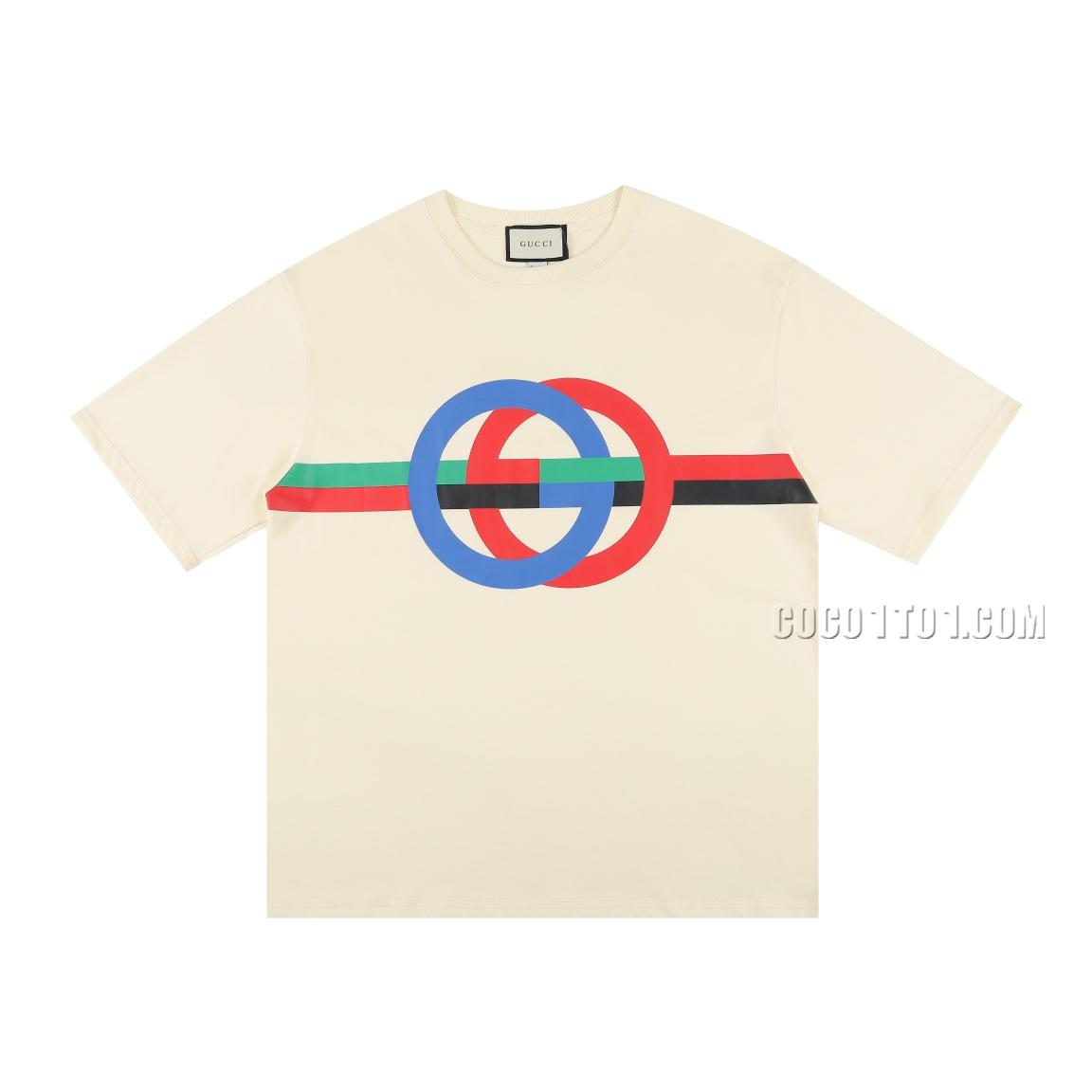 Gucci Official Website Synchronized New Double G Printed Round Neck Short-Sleeved T-shirt N42301