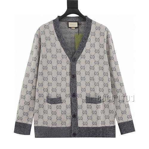 GUCCI Gold and Silver GG Jacquard Knitted Cardigan