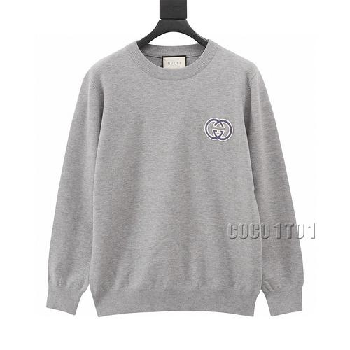 GUCCI Double G Embroidery Small Badge Knitted Sweater