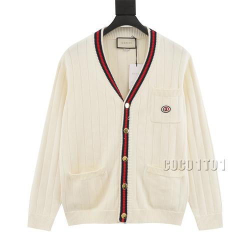 GUCCI Double G Knitted Hollow Cardigan Sweater