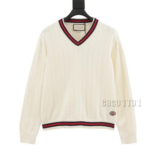 GUCCI Double G Small Badge V-Neck Knitted Sweater