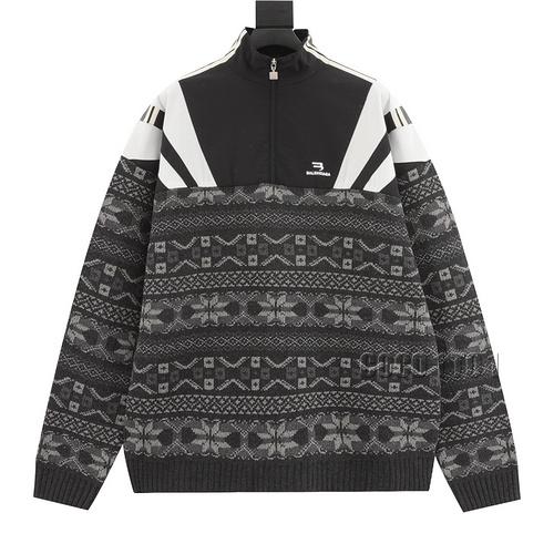 Balenciaga Wool Blend Spliced Windbreaker Sweater